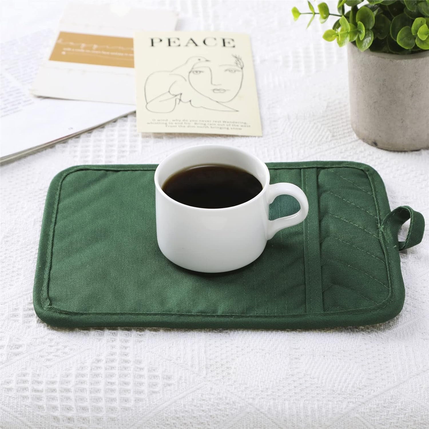 3Pcs Pot Holders for Kitchen Heat Resistant, Cotton Hot Pads for Kitchen Counter Table, Kitchen Pot Holders with Pocket, 7X9inch