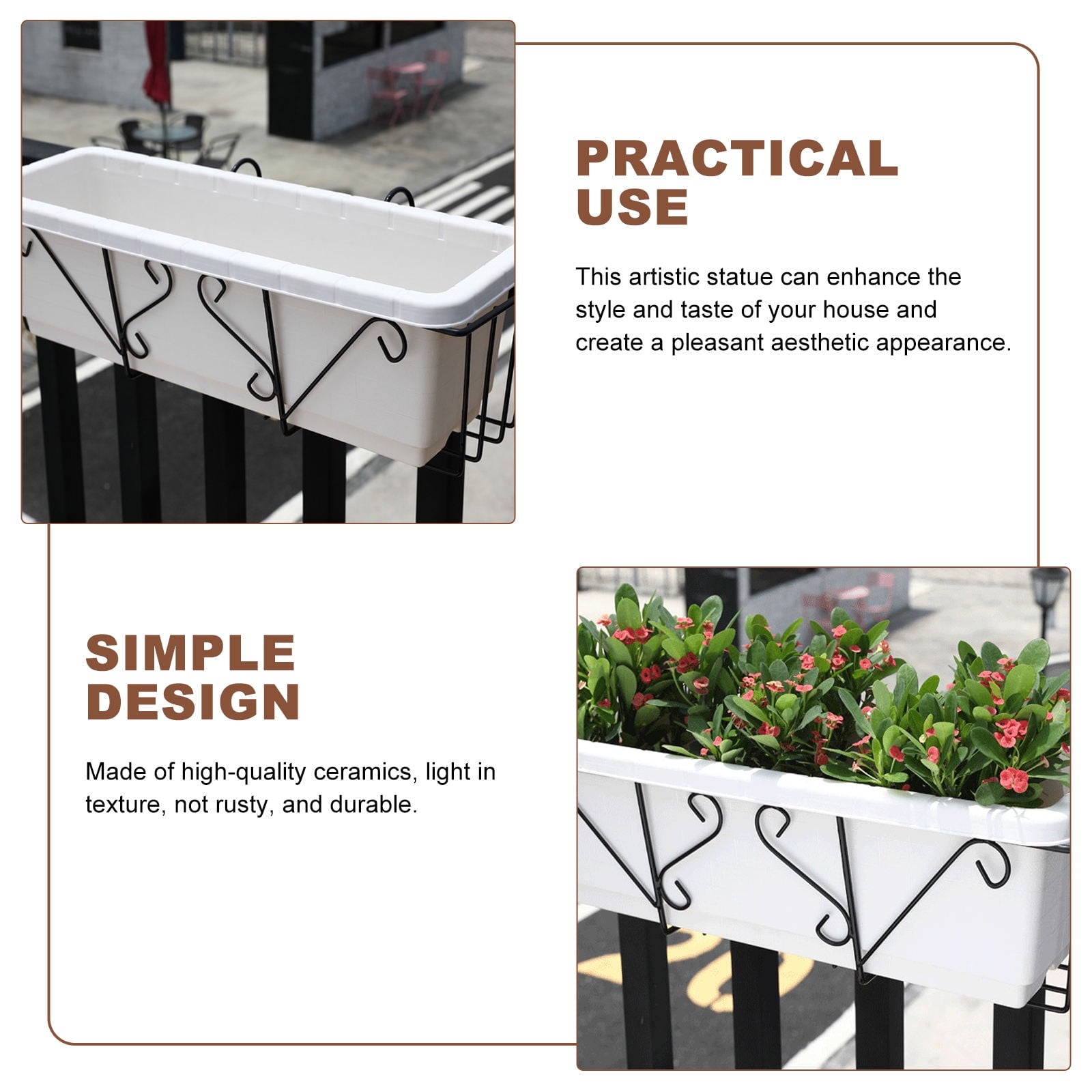 KALLORY 1 Set Flower Pot Holders for Outside with Home Decor Style 51x7.9in