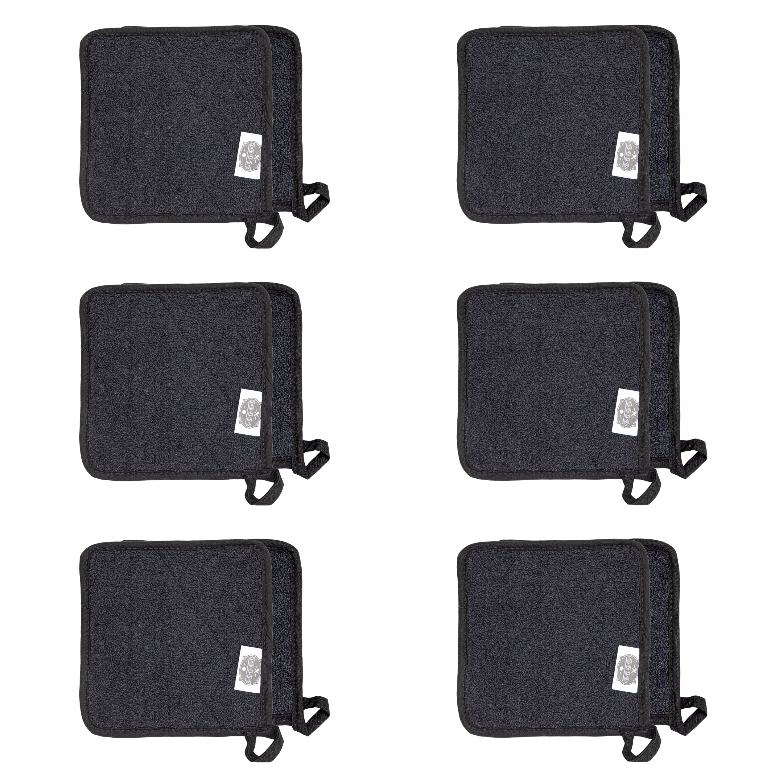 Arkwright Kitchen Pot Holders (12-Pack), 7"x7", 100% Cotton, Soft & Heat Resistant, Black