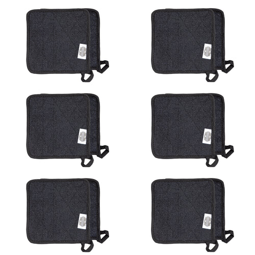 Arkwright Kitchen Pot Holders (12-Pack), 7"x7", 100% Cotton, Soft & Heat Resistant, Black