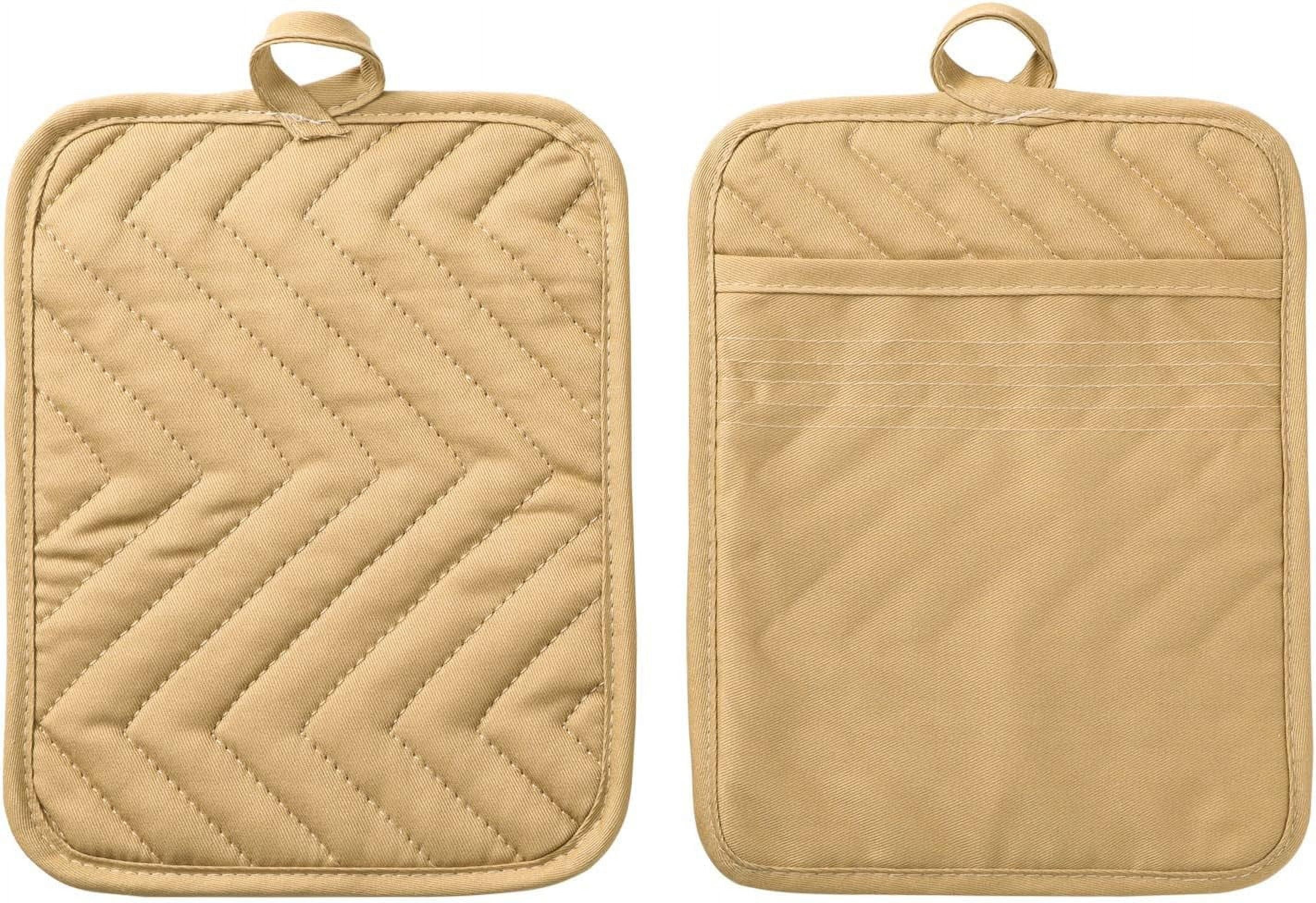 3Pcs Pot Holders for Kitchen Heat Resistant, Cotton Hot Pads for Kitchen Counter Table, Kitchen Pot Holders with Pocket, 7X9inch