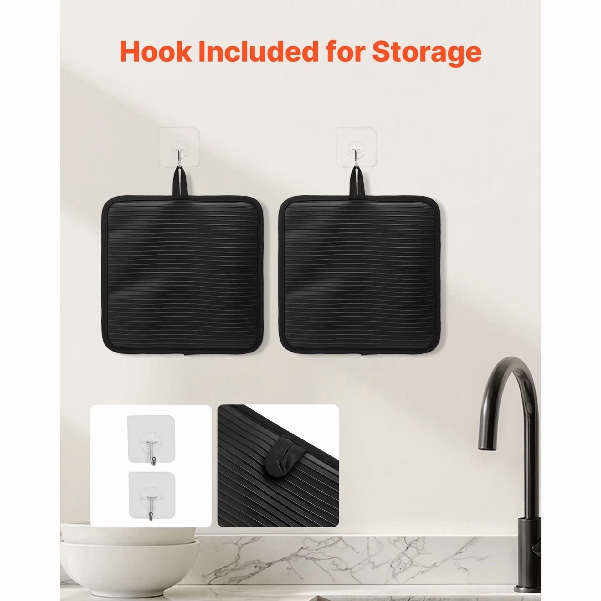 Uimoso Heat-Resistant Pot Holders 500°F With Non-Slip Silicone Strips, Set Of 2