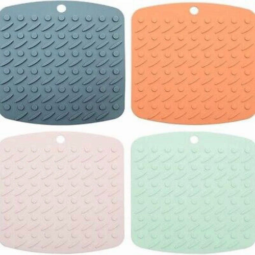 4Pcs Silicone Pot Holder Placemat Heat Resistant Non Slip Mats Washable Kitchens