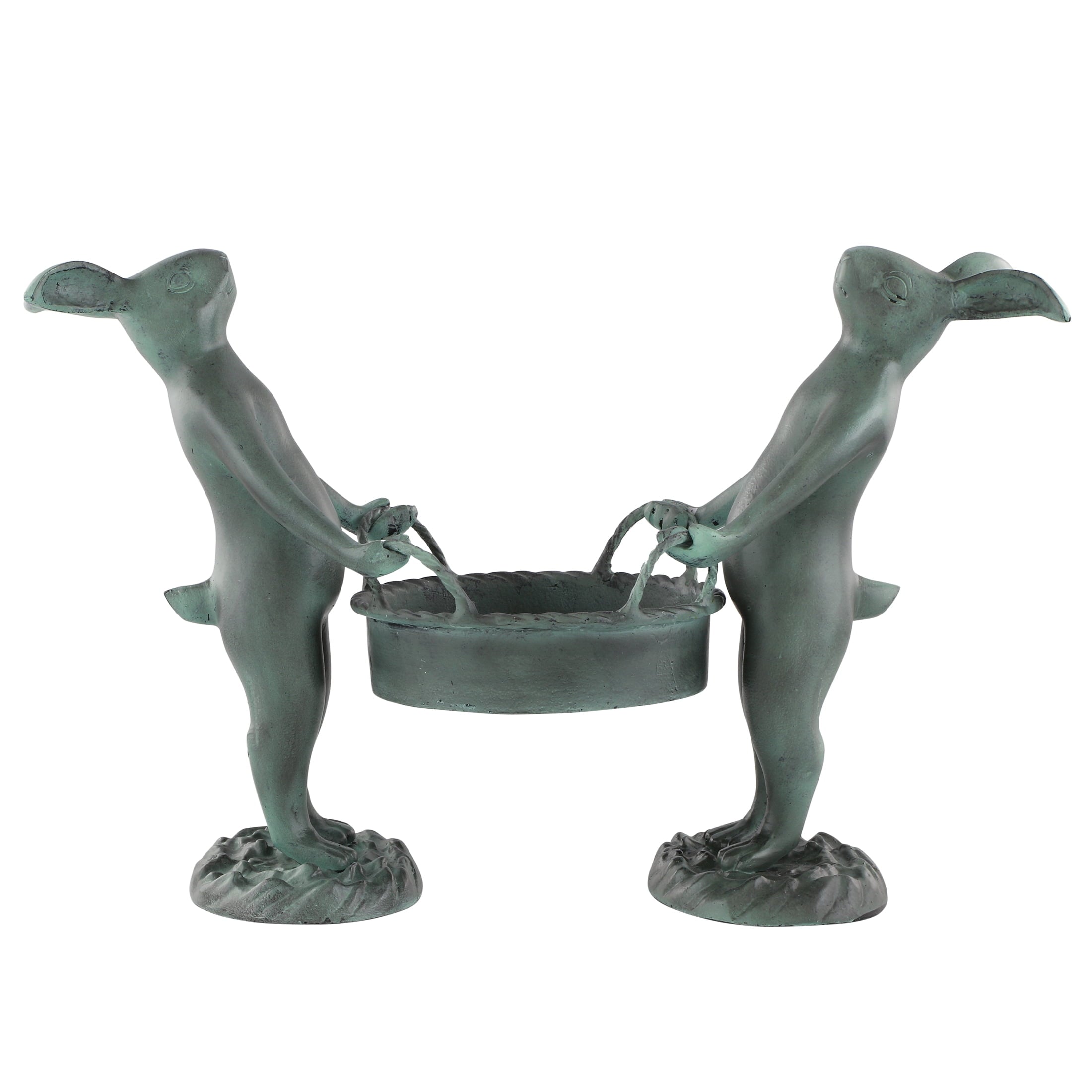 Bunny Gardeners Verdigris Green Metal Pot Holder