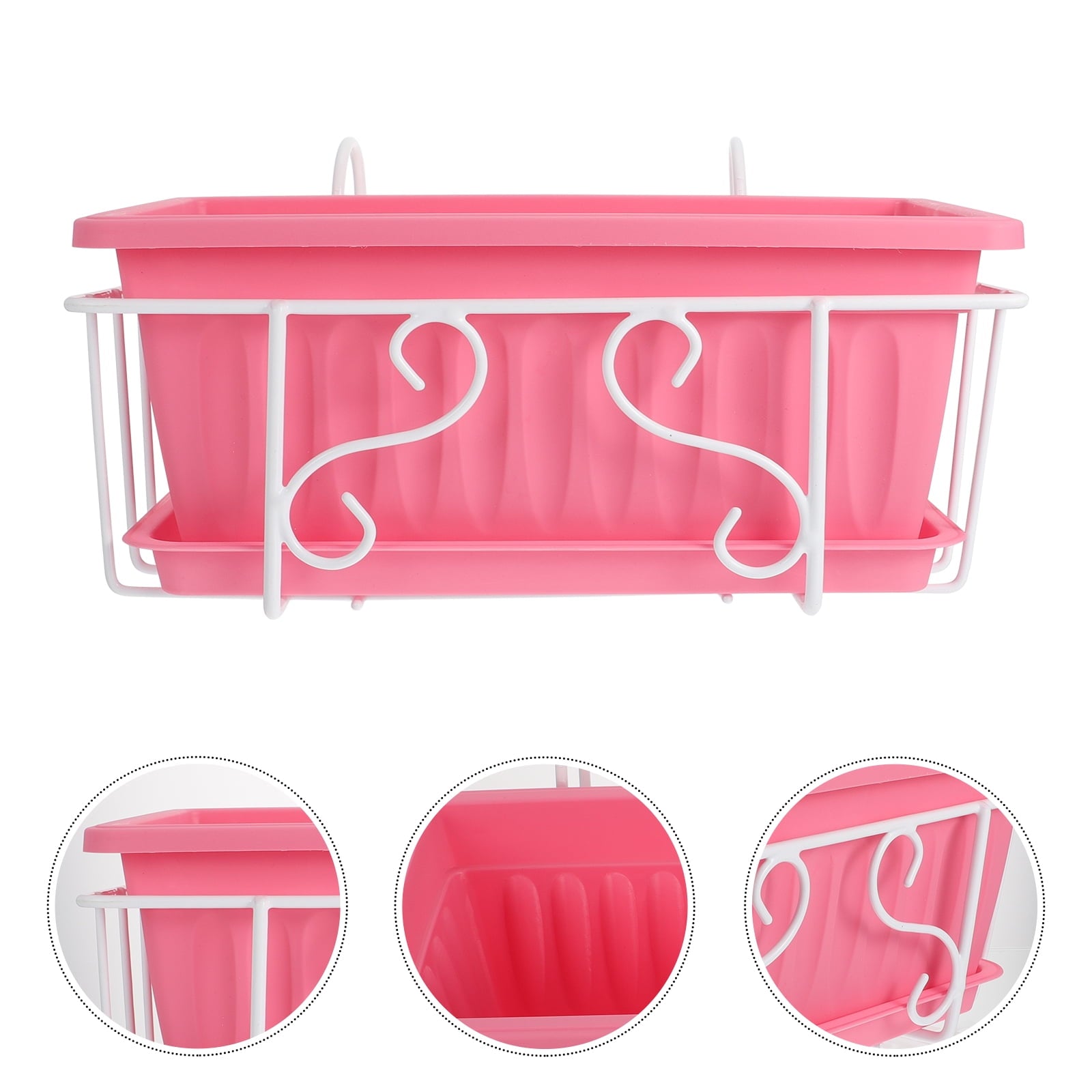 CATIEBYE White Iron Flower Pot Holder for Outdoor Use, Metal Plant Stand, 13.8 x 7.5 Inches, 1 Set