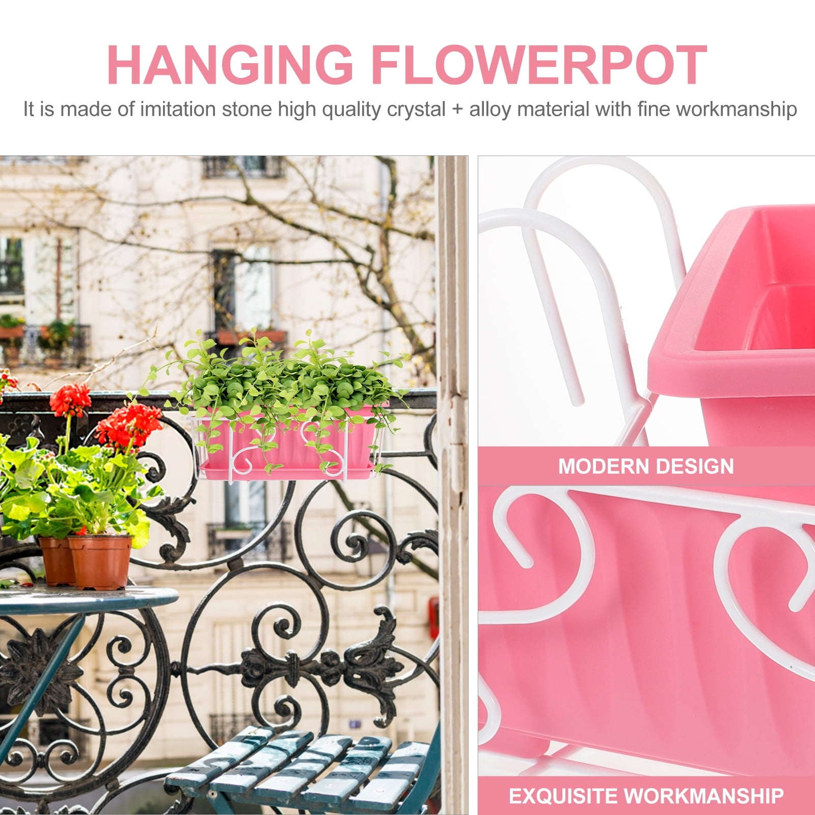 CATIEBYE White Iron Flower Pot Holder for Outdoor Use, Metal Plant Stand, 13.8 x 7.5 Inches, 1 Set