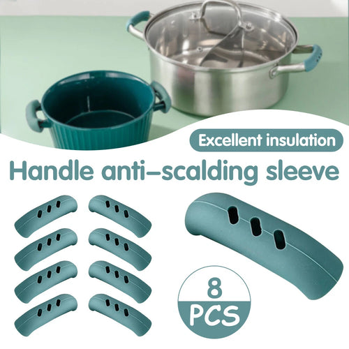8Pcs Silicone Hot Handle Holder Kitchen Heat Resistant Fry Pan Sleeve Potholder