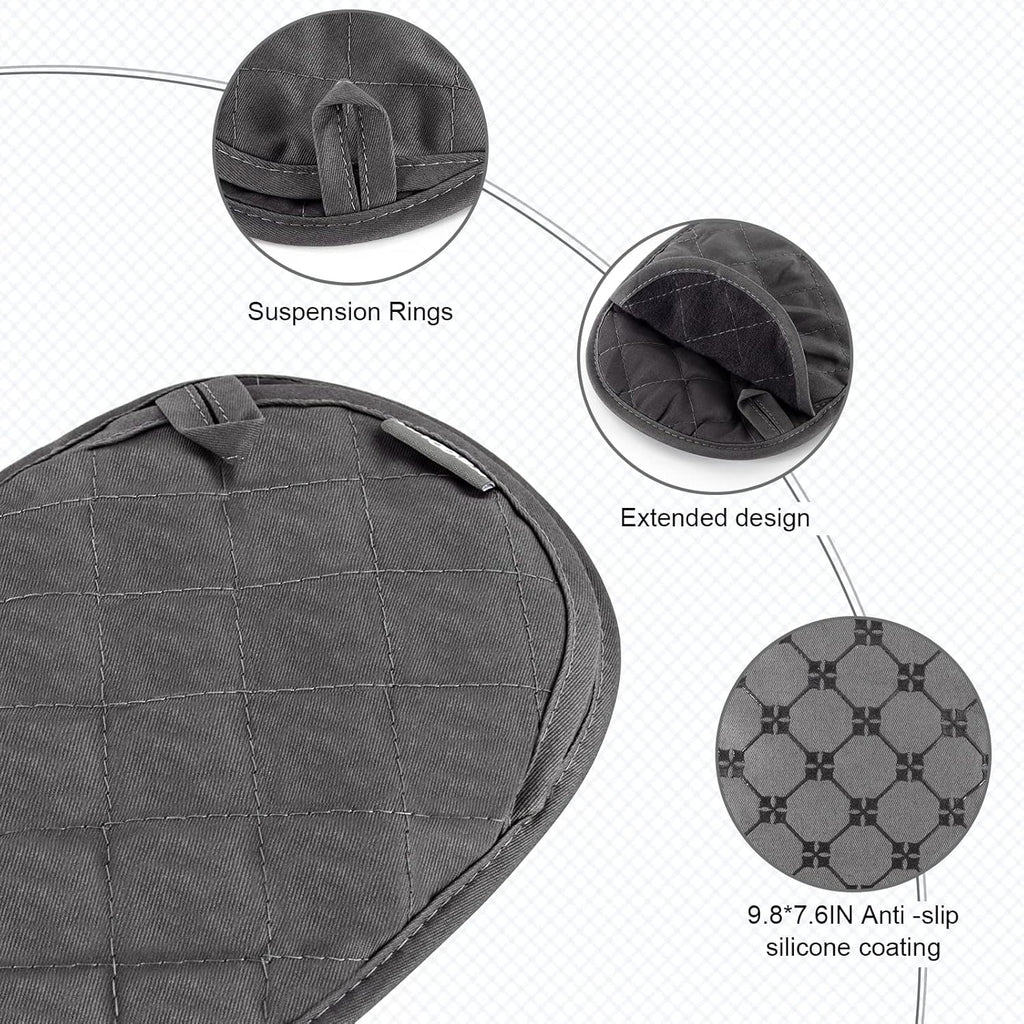 Pot Holders 2pcs Sets,Oven Hot Pads with Silicone Non-Slip Coating,Heat Resistant Potholders for Kitchen Baking Cooking