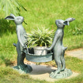 Bunny Gardeners Verdigris Green Metal Pot Holder