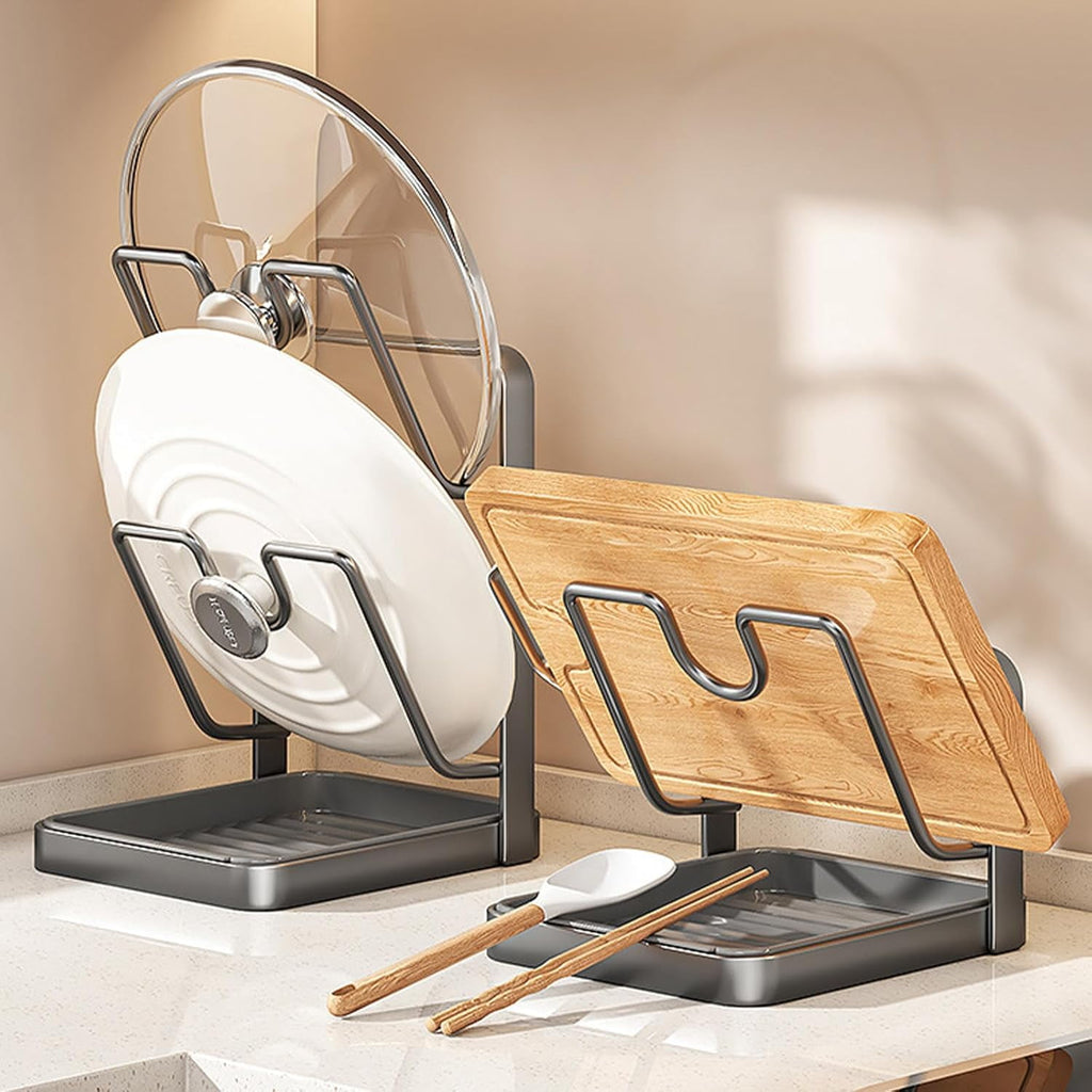 Kitchen Pot Lid Storage Rack, Multifunctional Luxury Counter Top Pot Lid Holder, 304 Stainless Steel Pot Lid Holder While Cooking for Stove Top