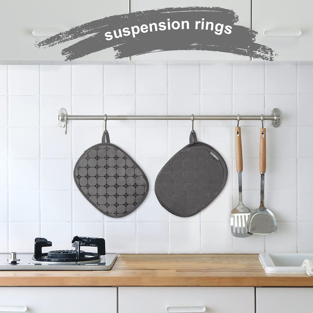 Pot Holders 2pcs Sets,Oven Hot Pads with Silicone Non-Slip Coating,Heat Resistant Potholders for Kitchen Baking Cooking