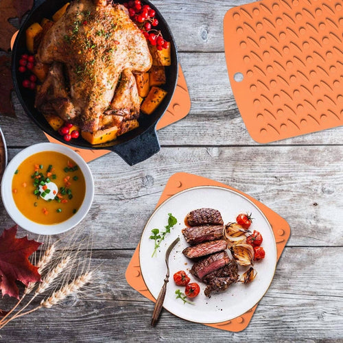 4Pcs Silicone Pot Holder Placemat Heat Resistant Non Slip Mats Washable Kitchens