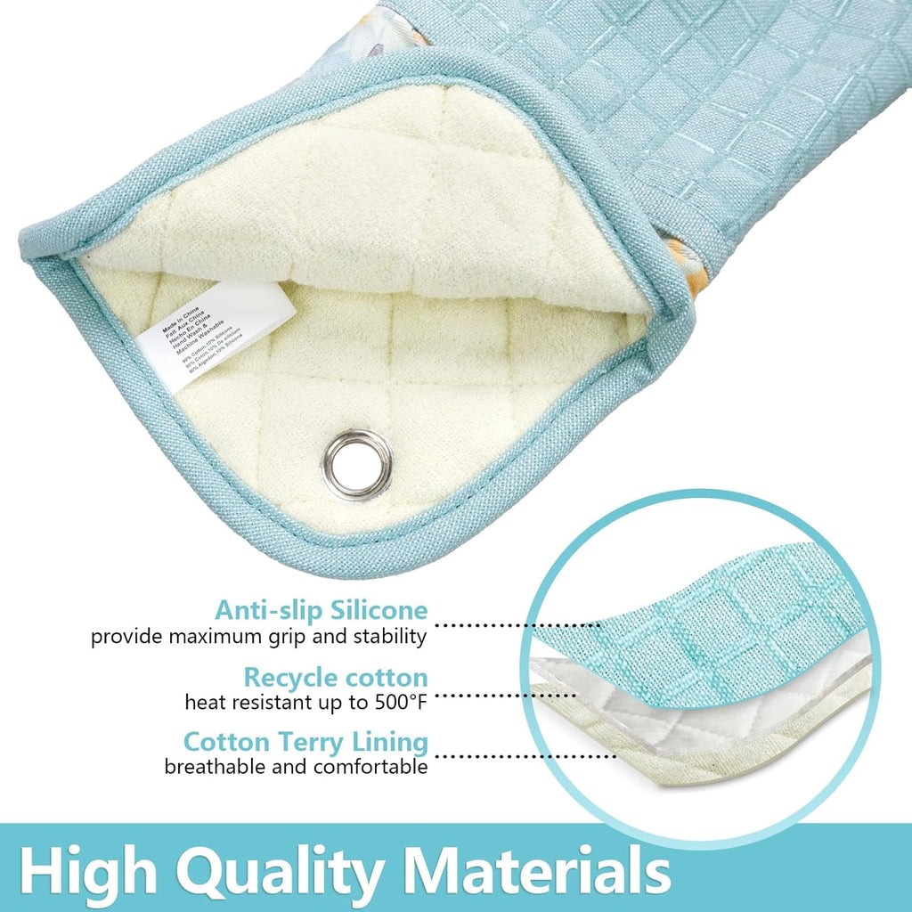 Pot Holders Set of 3 Silicone Printing Non Slip Heat Resistant, Yarm-Dyed Hot Pads Cotton Home Kitchen Cooking Barbecue Microwave Women Men Machine Washable BBQ Grilling. (Gray Potholders)