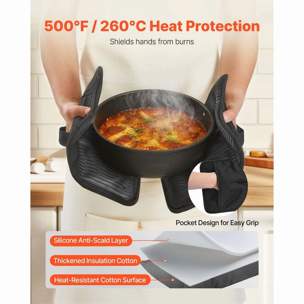 Uimoso Heat-Resistant Pot Holders 500°F With Non-Slip Silicone Strips, Set Of 2
