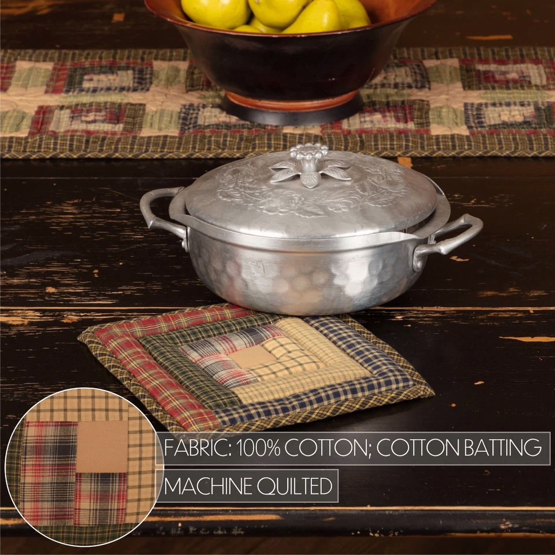 Vhc Brands Pot Holder Tea Cabin Rustic 8X8 Quilted Patchwork Kitchen Table Decor