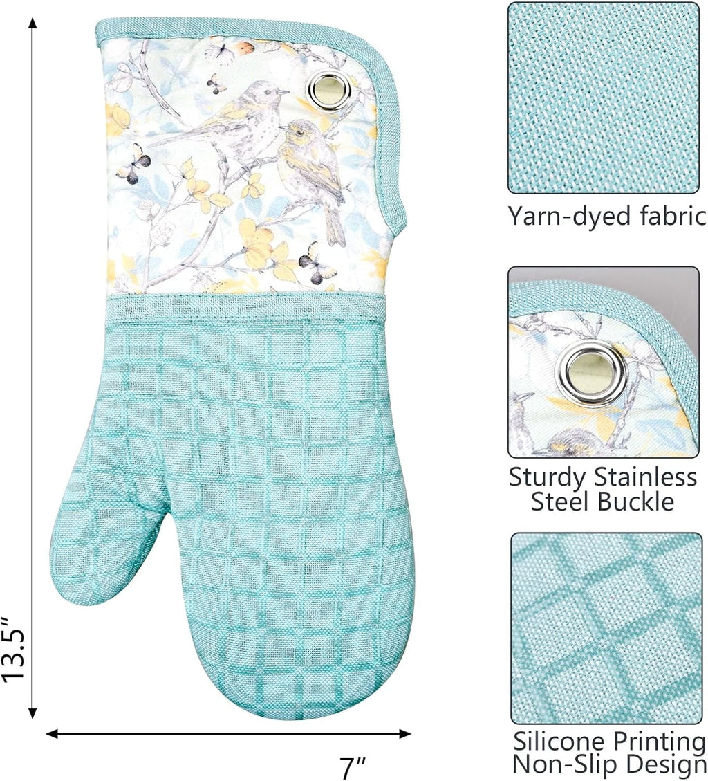 Pot Holders Set of 3 Silicone Printing Non Slip Heat Resistant, Yarm-Dyed Hot Pads Cotton Home Kitchen Cooking Barbecue Microwave Women Men Machine Washable BBQ Grilling. (Gray Potholders)